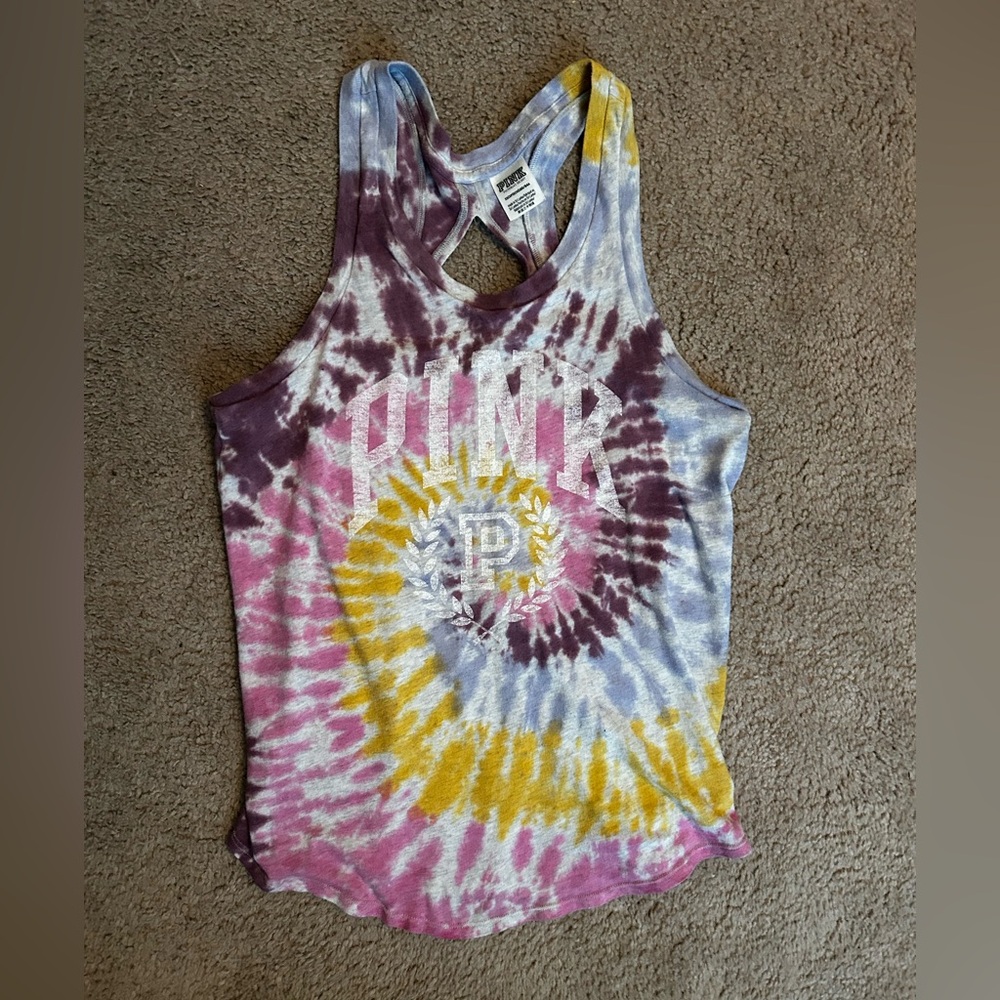 PINK Victoria's Secret Tie-Dye Tank Top - Purple, Yellow, Pink